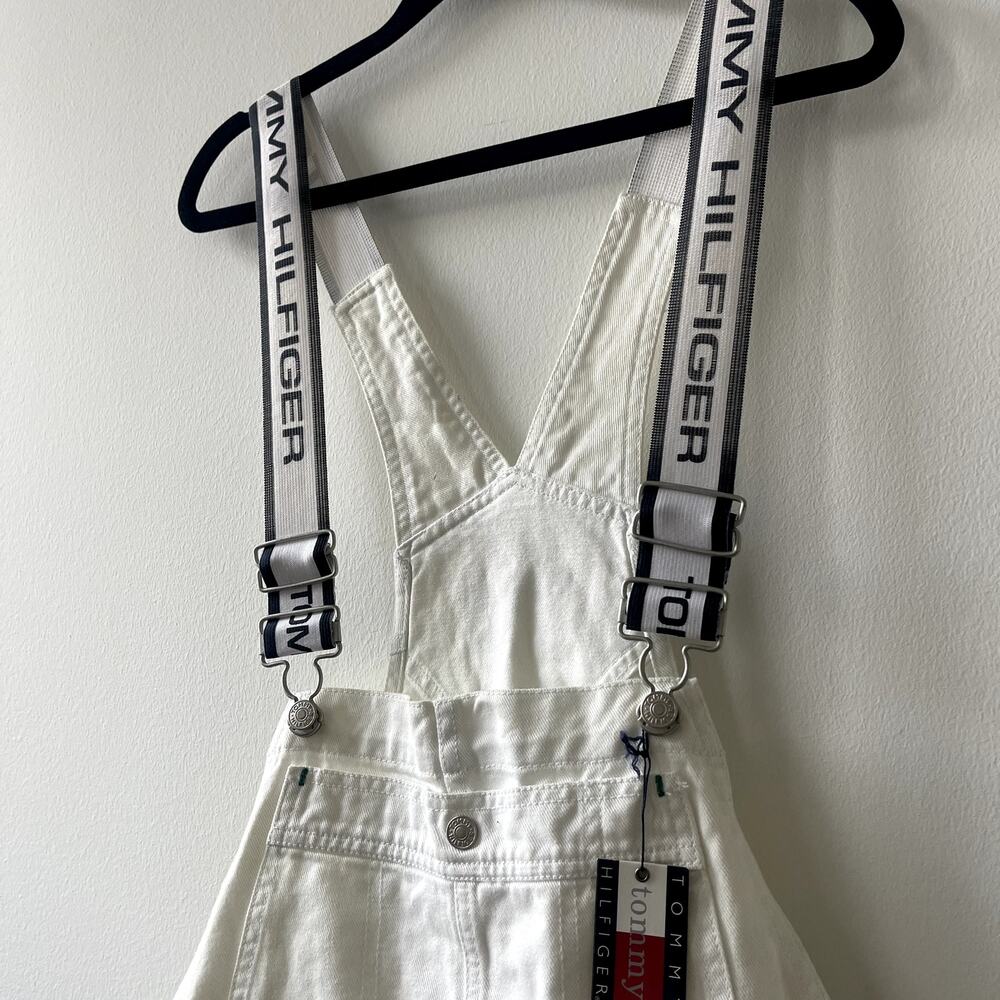NWT Vintage Tommy Hilfiger 90's White Denim Shorts Overall - Small